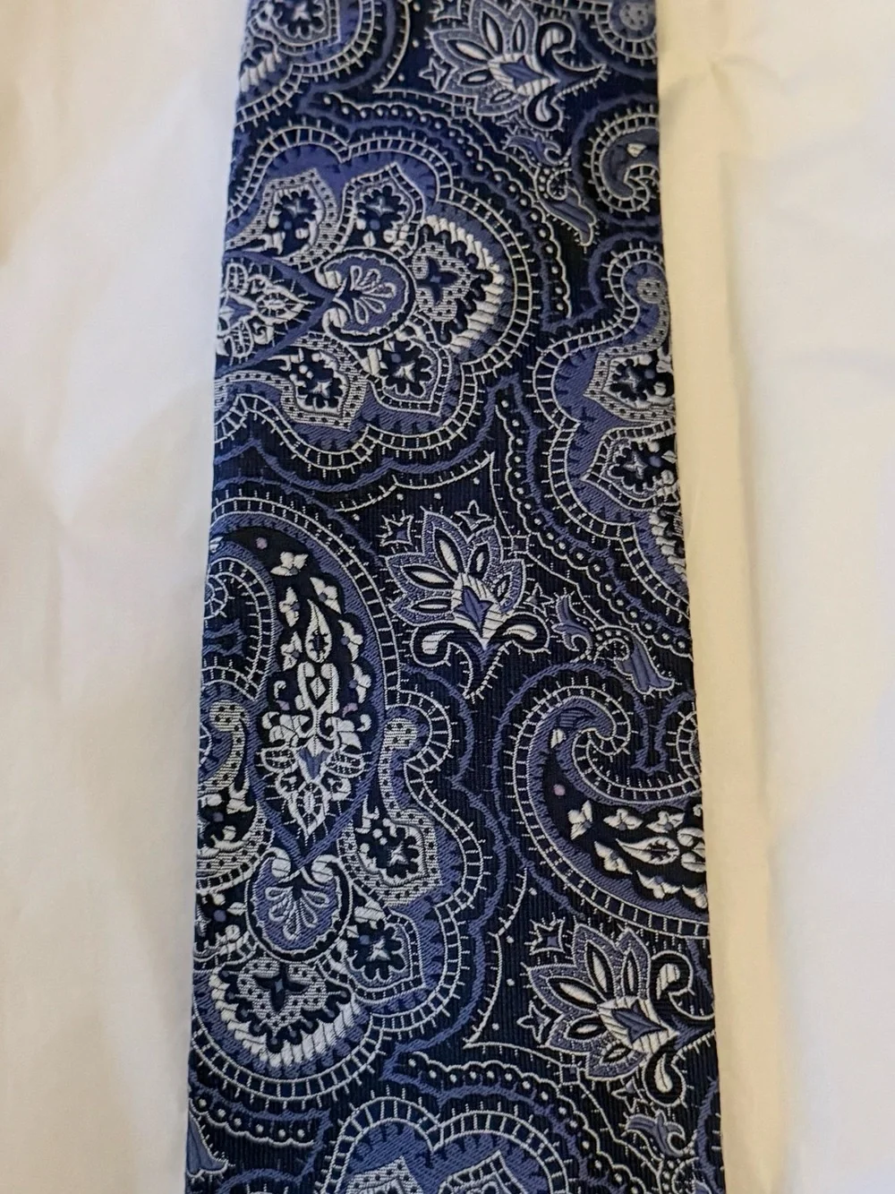 Hugo Boss Navy and White Paisley Silk Tie